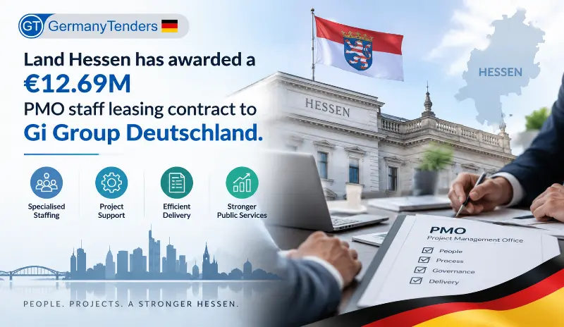 Land Hessen has awarded a €12.69M PMO staff leasing contract to Gi Group...